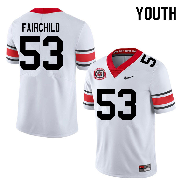 Youth #53 Dylan Fairchild Georgia Bulldogs College Football Jerseys Sale-40th Anniversary - Click Image to Close